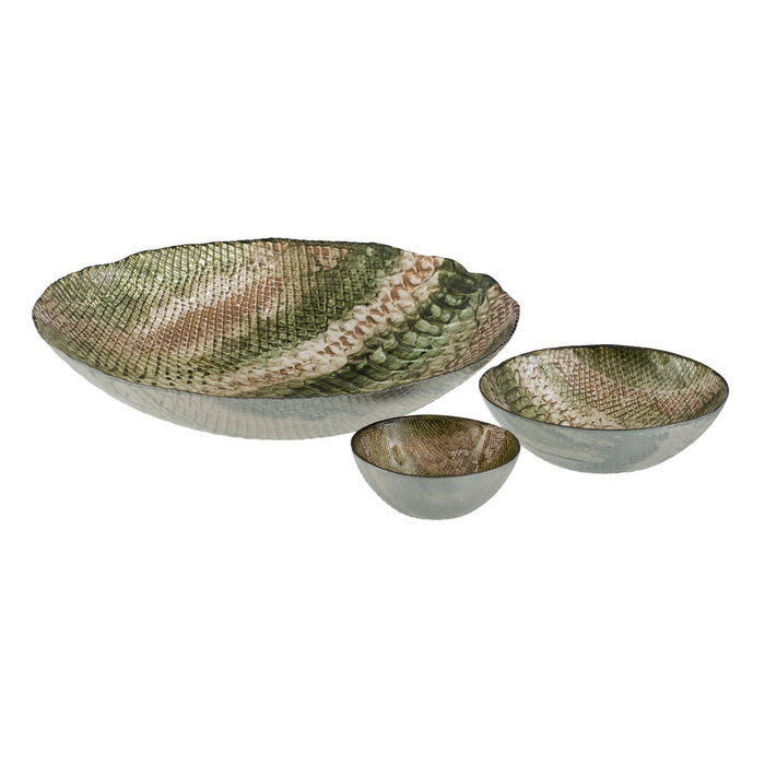 Centro Mesa Verde Oliva Cristal 14 X 14 cm (Set de 2)