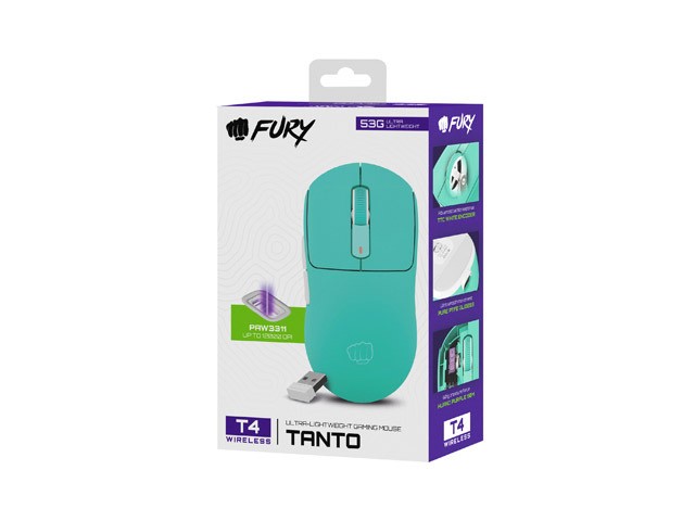 Fury Tanto T4 Wireless Mysz Bezprzewodowa Optyczna 12000 DPI 7 Przycisków Pixart PAW3311 Fury Tanto T4 Wireless Mysz Bezprzewodowa Optyczna 12000 DPI 7 Przycisków Pixart PAW3311