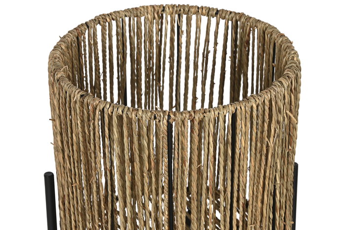 DKD Home Decor Set de 2 Maceteros de Metal y Fibra 24x24x77 Negro y Natural DKD Home Decor Set de 2 Maceteros de Metal y Fibra 24x24x77 Negro y Natural