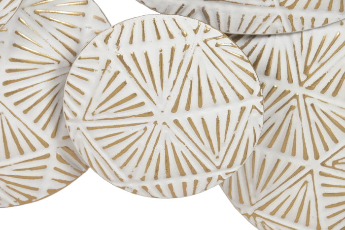 DKD Home Decor Decoración de Pared Metal Círculos Decapé Blanco y Dorado DKD Home Decor Decoración de Pared Metal Círculos Decapé Blanco y Dorado