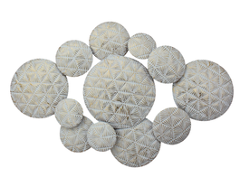 DKD Home Decor Decoración de Pared Metal Círculos Decapé Blanco y Dorado