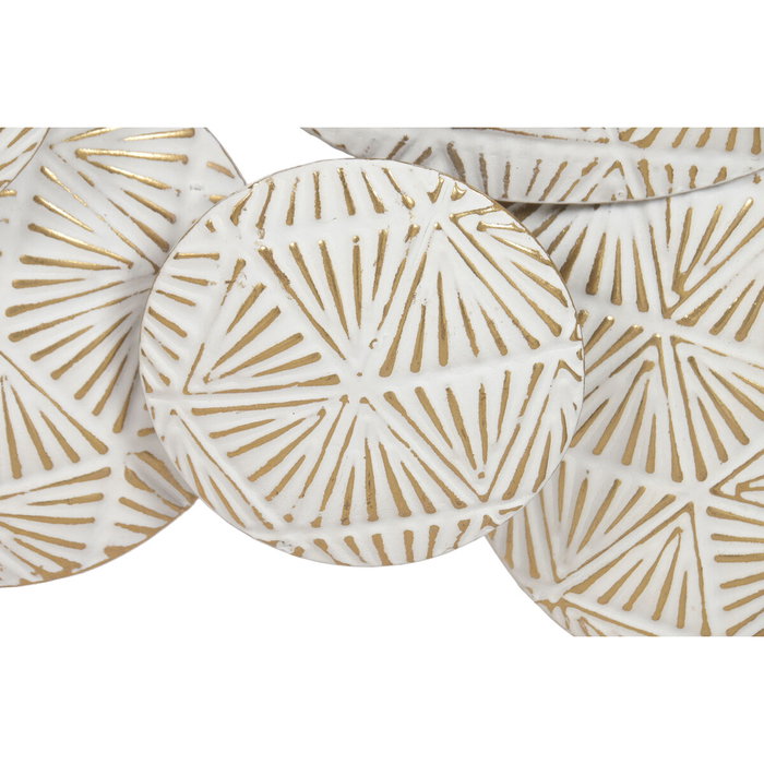DKD Home Decor Decoración de Pared Metal Círculos Decapé Blanco y Dorado DKD Home Decor Decoración de Pared Metal Círculos Decapé Blanco y Dorado
