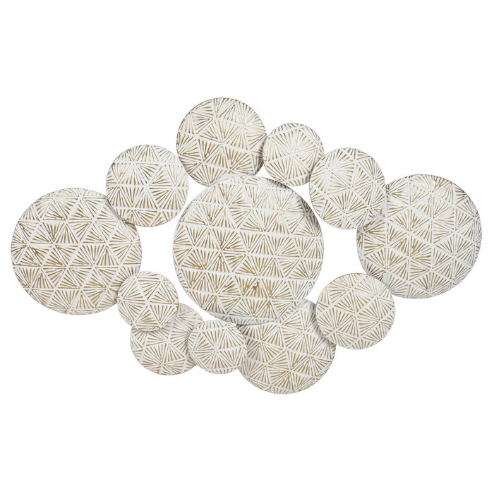 DKD Home Decor Decoración de Pared Metal Círculos Decapé Blanco y Dorado DKD Home Decor Decoración de Pared Metal Círculos Decapé Blanco y Dorado
