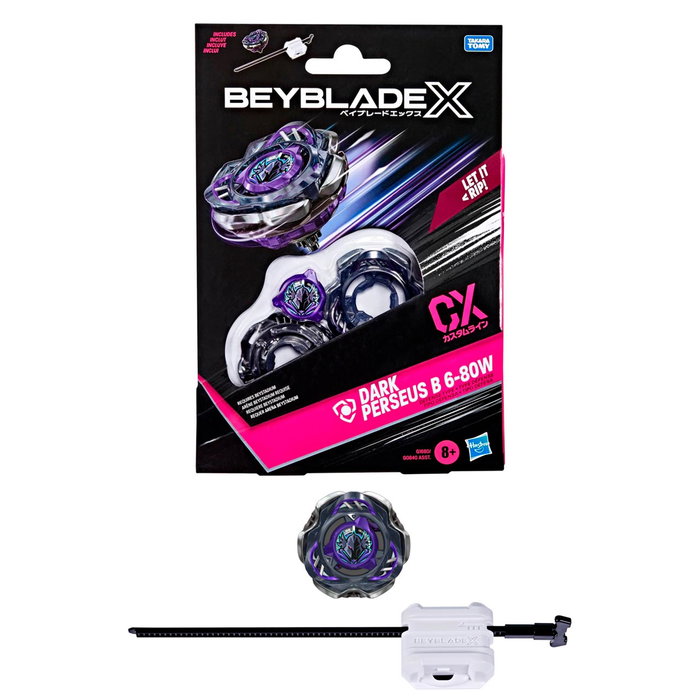 Hasbro Beyblade Dark Perseus B 6-80W G1680 con lanzador - Top de metal, piezas de Takara Tomy, juego en español, francés, alemán e inglés para +8 años Hasbro Beyblade Dark Perseus B 6-80W G1680 con lanzador - Top de metal, piezas de Takara Tomy, juego en español, francés, alemán e inglés para +8 años