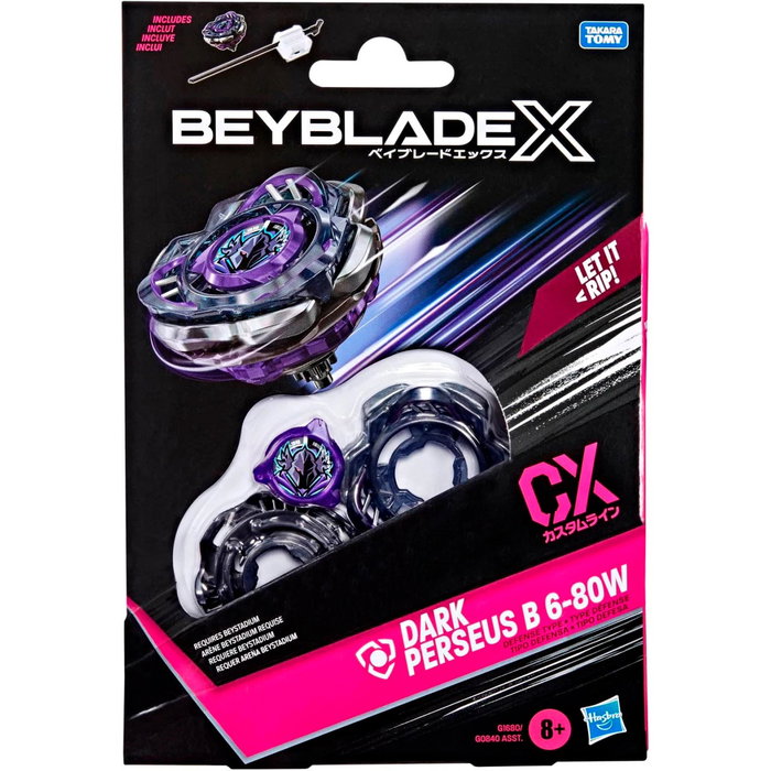 Hasbro Beyblade Dark Perseus B 6-80W G1680 con lanzador - Top de metal, piezas de Takara Tomy, juego en español, francés, alemán e inglés para +8 años Hasbro Beyblade Dark Perseus B 6-80W G1680 con lanzador - Top de metal, piezas de Takara Tomy, juego en español, francés, alemán e inglés para +8 años