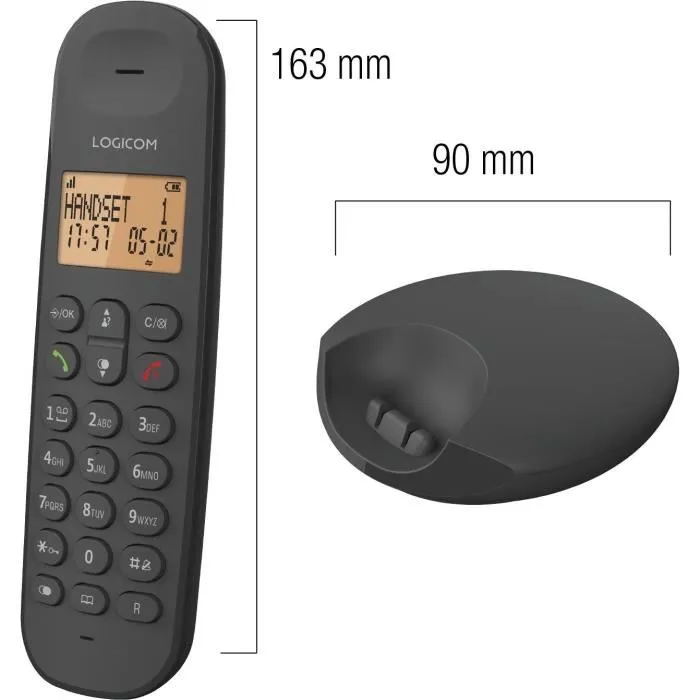 Logicom Teléfono Fijo Inalámbrico DECT ILOA 150 SOLO Pizarra LOG3483071500308 Sin Contestador Automático