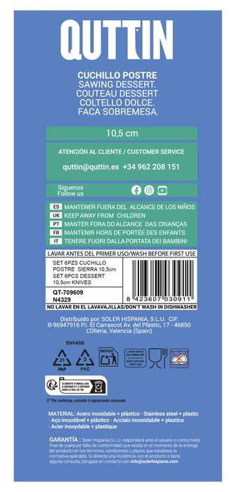 Quttin Set de 6 Cuchillos de Postre Sierra Yvory Basic (16 Cajas)​