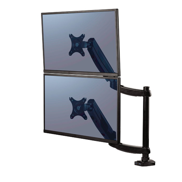 Fellowes Platinum Series 8043401 Brazo para Monitor Doble Vertical con 2 Puertos USB, Negro