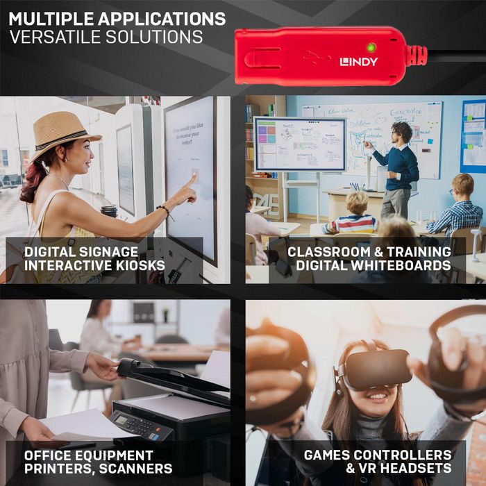 Lindy 12m USB 2.0 Active Extension Pro Cable Extensor con Repetidor para Conexión de Periféricos a Larga Distancia