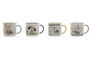 DKD Home Decor Mug Shabby Multicolor Porcelana New Bone Animales Apto Microondas Lavavajillas 9.5 x 9 x 12.5 cm (12 Unidades) 360ml