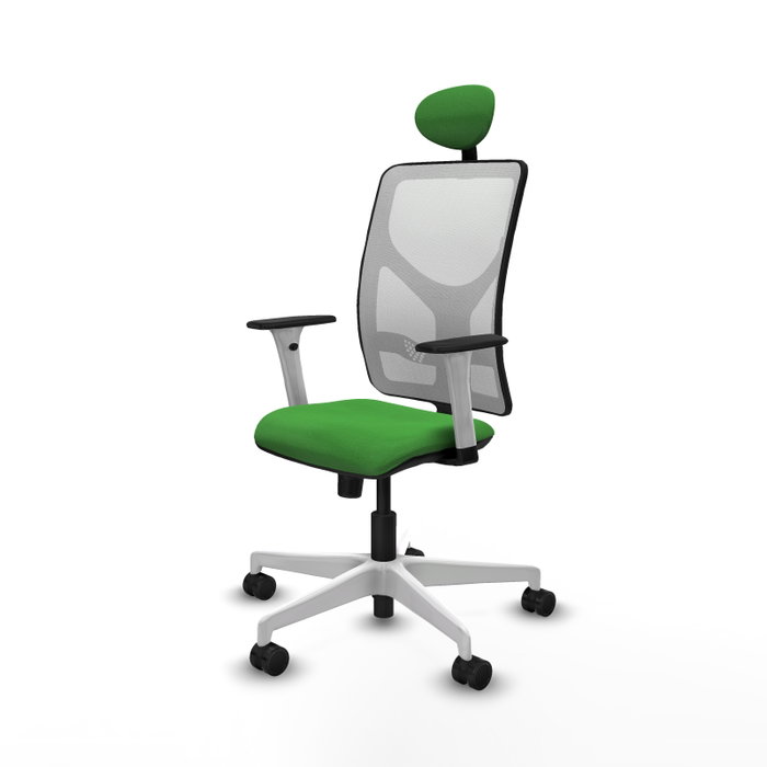 PIQUERAS Y CRESPO Silla de oficina Motilla con mecanismo Sincro, Tela Verde y Malla Blanca