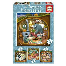 Educa 19685 Puzzles Cuentos del Bosque 4 Puzzles de 12-16-20-25 Piezas