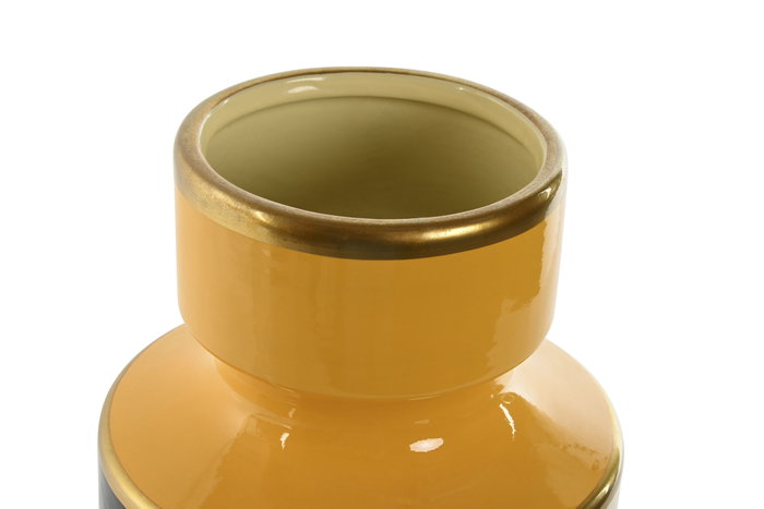 DKD Home Decor Jarrón de Porcelana JING ESTAT Amarillo