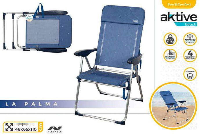 Color Baby Silla de Playa Plegable Aluminio 4 Posiciones 65x60x43/108 cm
