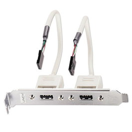 Lindy Adaptador Interno a Externo USB 2.0 - Placa Trasera para PC con 2 Puertos USB 2.0 Tipo A, 20 cm de Cable, 10 Años de Garantía