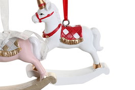 DKD Home Decor Figura Navidad Tradicional Blanco Rosa Resina 3 x 9 x 6.5 cm (2 Unidades)