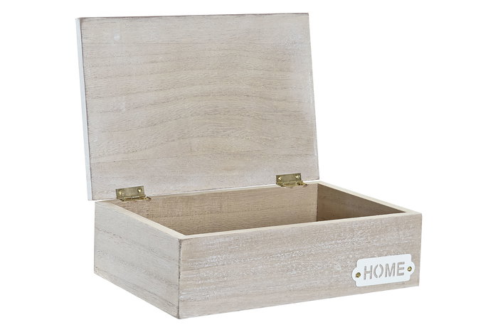 DKD Home Decor Caja Boho Natural Blanco MDF 24 x 16 x 8.5 cm Set 2 Piezas