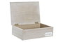 DKD Home Decor Caja Boho Natural Blanco MDF 24 x 16 x 8.5 cm Set 2 Piezas