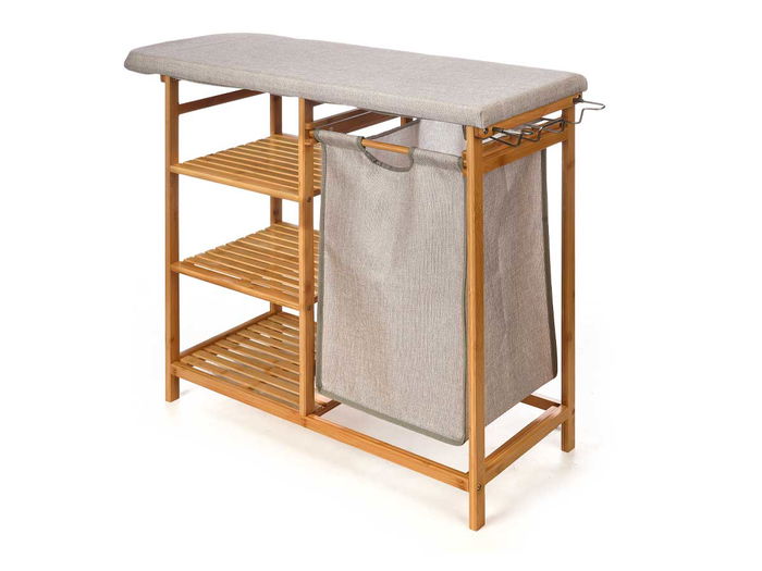 Kipit Planchero Bambú con Cajones Crema 89x12.5x34 cm