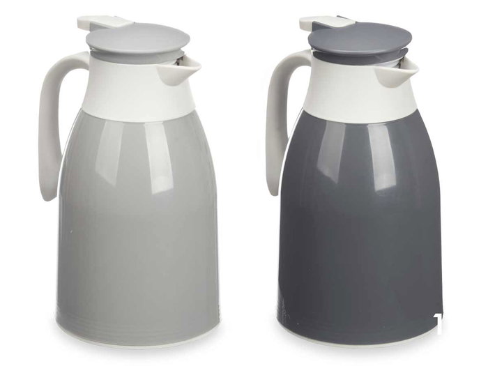 Kinvara Termo Plástico Gris 1L con Interior de Vidrio - Dimensiones 17 x 14 x 26 cm (Set de 12)