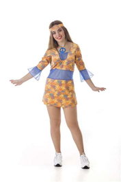 Creaciones Llopis Disfraz Adulto Hippie Gasa Azul Talla M