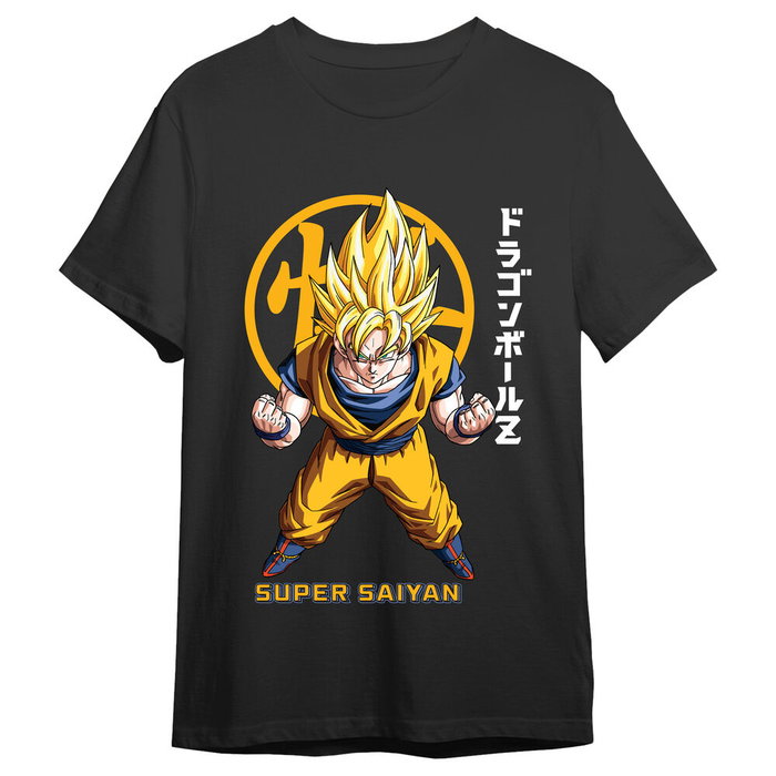 TOEI ANIMATION Camiseta Estampada Goku Super Saiyan Kanji Dragon Ball Z Adulto Manga Corta Hombre Talla S