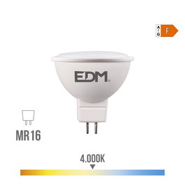 EDM Bombilla Dicroica LED MR16 8W 780 Lm 4000K Luz Día - Equivalente 60W, Casquillo MR16, 25000h, Ø5x5cm