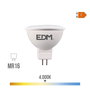 EDM Bombilla Dicroica LED MR16 8W 780 Lm 4000K Luz Día - Equivalente 60W, Casquillo MR16, 25000h, Ø5x5cm