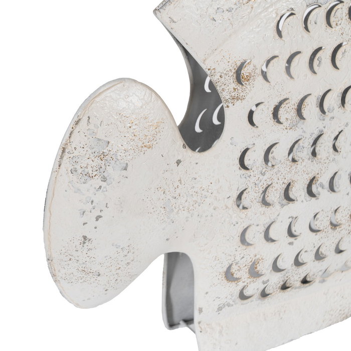 Figura Pez Blanco Rozado Metal 48,50 X 5 X 40 cm