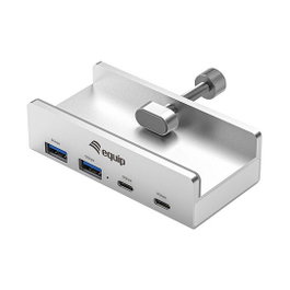 Equip Hub USB-C 128967 con 2 puertos 2x USB-A y 2x USB-C con clip ajustable
