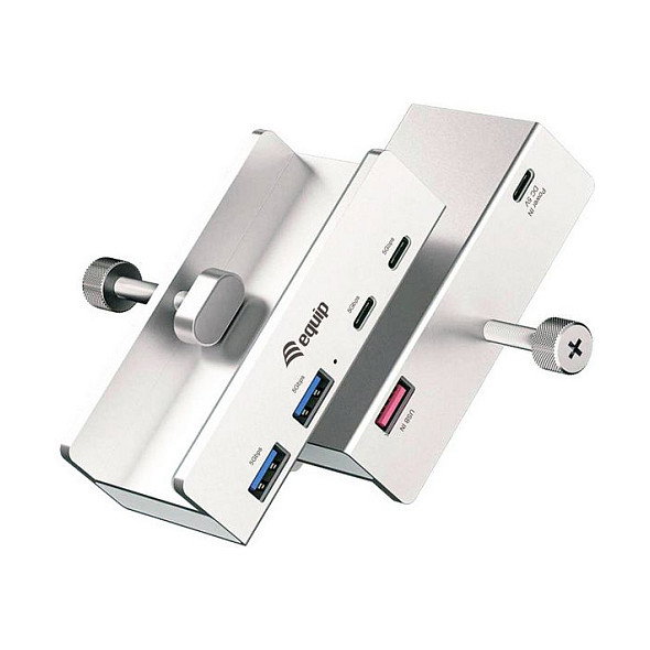 Equip Hub USB-C 128967 con 2 puertos 2x USB-A y 2x USB-C con clip ajustable