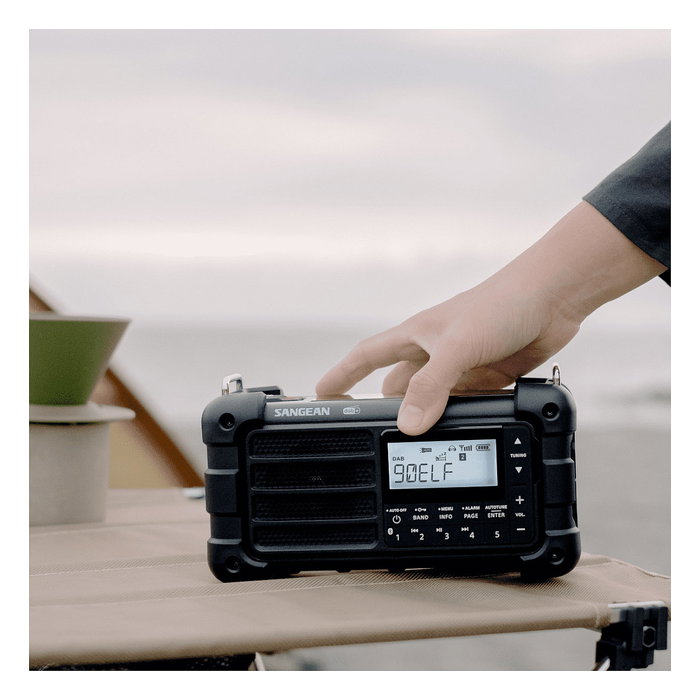 Sangean MMR-99 DAB Radio de emergencia con manivela y solar, negro