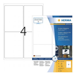 HERMA Etiquetas Adhesivas para Exterior A4, Polietileno Blanco, 99,1x139 mm, 160 Unidades, para Impresión Láser