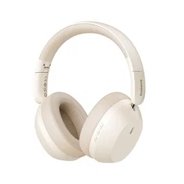 Baseus Bass 35 Max Auriculares Diadema Plegables, Inalámbricos Bluetooth 5.3 y Alámbricos (3.5mm/USB-C), Beige, Batería 600 mAh 50h