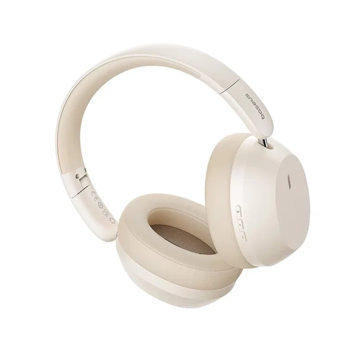 Baseus Bass 35 Max Auriculares Diadema Plegables, Inalámbricos Bluetooth 5.3 y Alámbricos (3.5mm/USB-C), Beige, Batería 600 mAh 50h