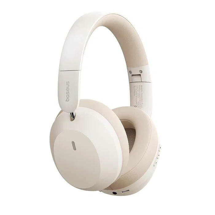 Baseus Bass 35 Max Auriculares Diadema Plegables, Inalámbricos Bluetooth 5.3 y Alámbricos (3.5mm/USB-C), Beige, Batería 600 mAh 50h