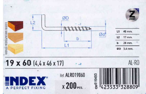 Alcayata de rosca 19x60 zinc 44055