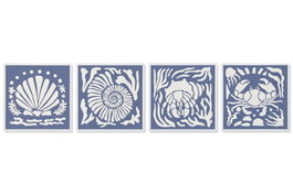 DKD Home Decor Cuadro Papel Maché 50x50 con Diseño de Conchas, Surtido de 4 unidades