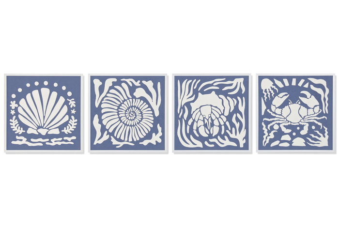 DKD Home Decor Cuadro Papel Maché 50x50 con Diseño de Conchas, Surtido de 4 unidades DKD Home Decor Cuadro Papel Maché 50x50 con Diseño de Conchas, Surtido de 4 unidades