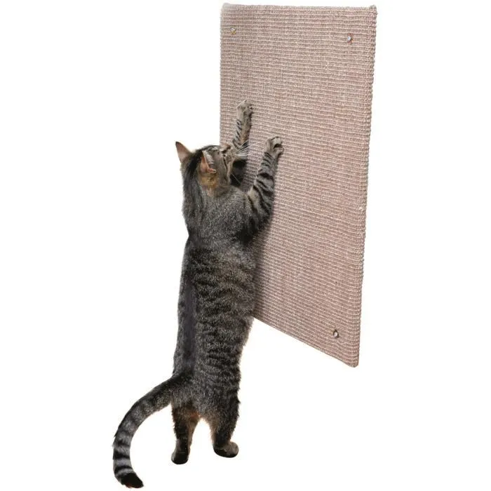 Trixie Poste Rascador XXL para Gatos - Tapete de Sisal y Hierba Gatera - 50 x 70 cm - Gris Pardo