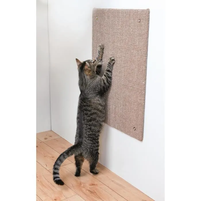 Trixie Poste Rascador XXL para Gatos - Tapete de Sisal y Hierba Gatera - 50 x 70 cm - Gris Pardo