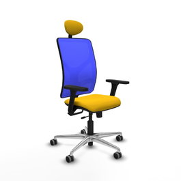 PIQUERAS Y CRESPO Silla de oficina Motilla con mecanismo Sincro/Traslack, Azul y Amarillo