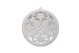 DKD Home Decor Decoración de Pared MDF Espejo 40x40 Flor Decapé Blanco