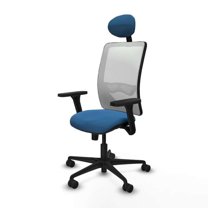 PIQUERAS Y CRESPO Silla de oficina Zulema con mecanismo Sincro, Azul claro y Blanco
