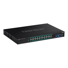 TRENDnet TI-RP262i Switch Gestionado L2 Gigabit con PoE+, 24 Puertos + 2 SFP, Montaje en Rack 1U, Industrial -40 a 70°C, Sin Ventilador, IP30