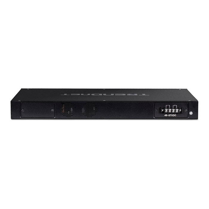 TRENDnet TI-RP262i Switch Gestionado L2 Gigabit con PoE+, 24 Puertos + 2 SFP, Montaje en Rack 1U, Industrial -40 a 70°C, Sin Ventilador, IP30
