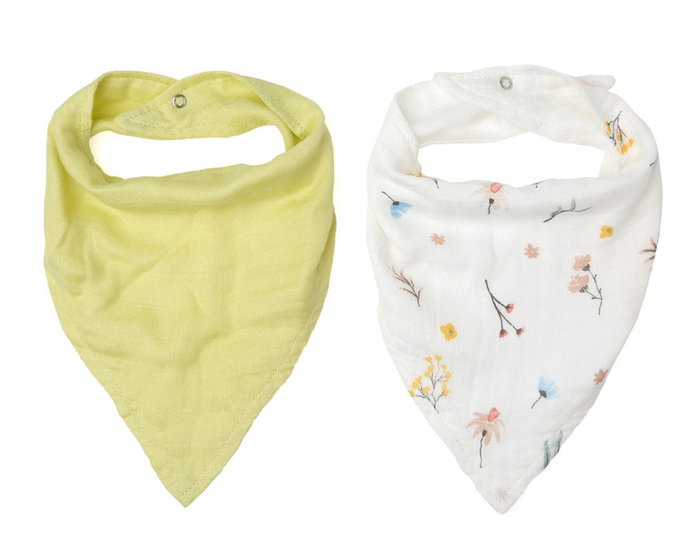KioKids Set de 2 Bandanas para Bebé en Bambú y Algodón, Suave y Termorreguladora, Amarillo