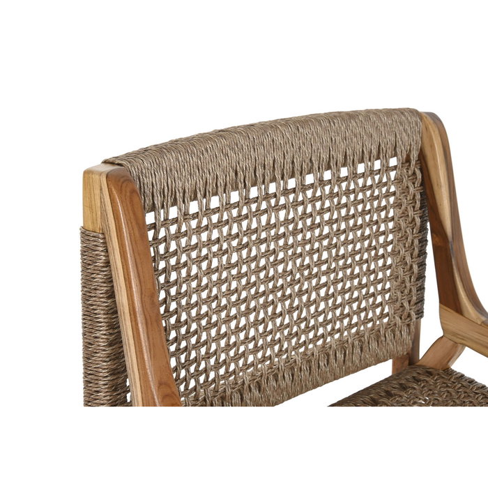 DKD Home Decor Silla de Teca y Fibra Marrón