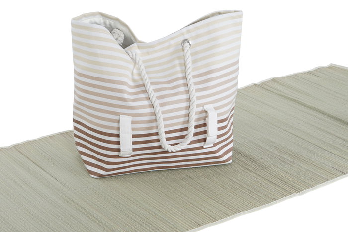 DKD Home Decor Bolso Mediterraneo Azul Marron Poliester Canvas Set 2 Piezas 14 x 50 x 36 cm