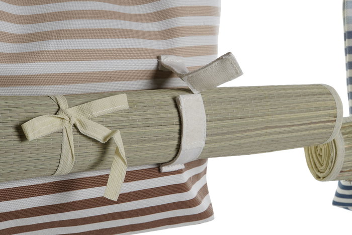 DKD Home Decor Bolso Mediterraneo Azul Marron Poliester Canvas Set 2 Piezas 14 x 50 x 36 cm